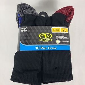 NEW Athletic Works Boys' Size L 3-9 Crew Socks 10 Pairs